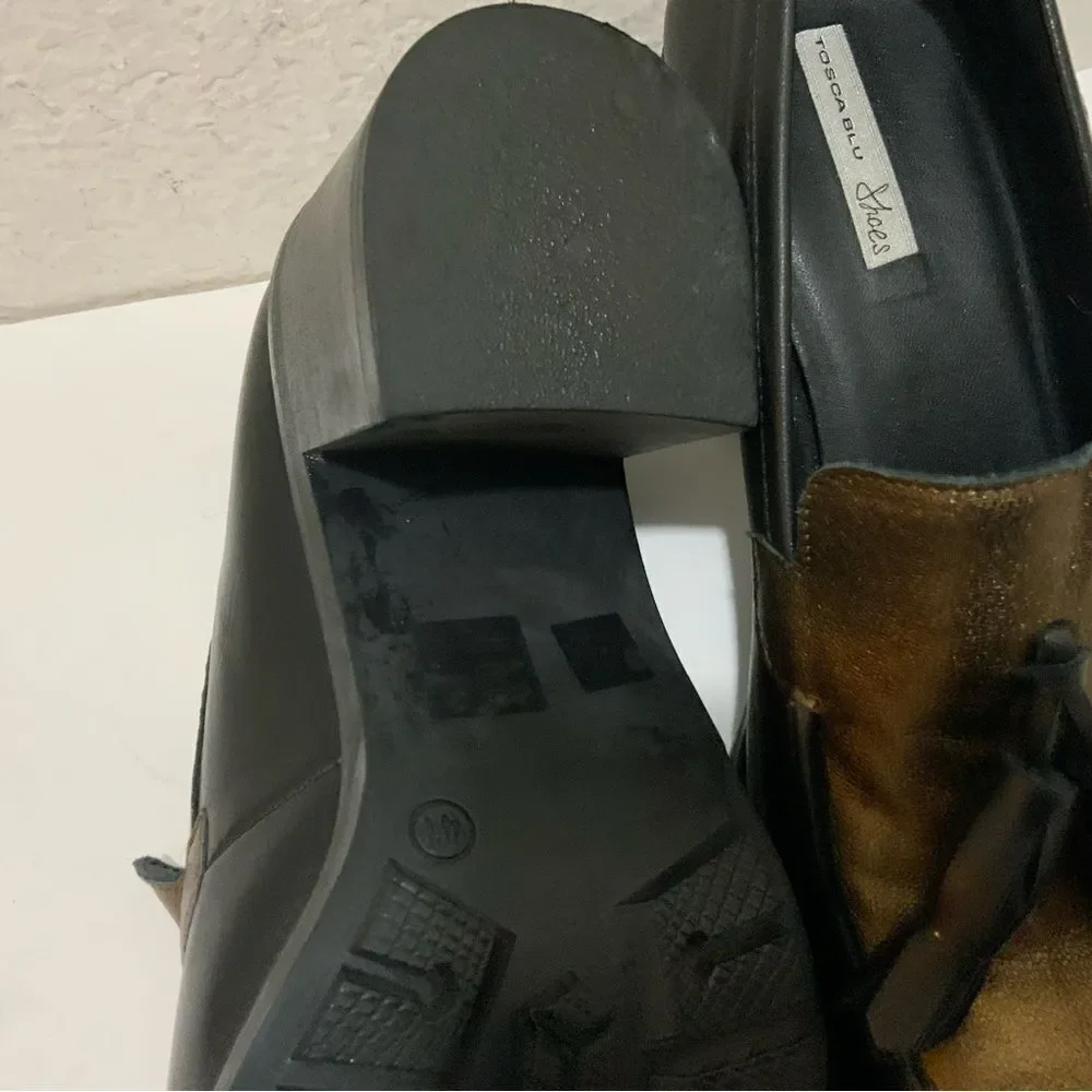 Tosca Blu tassel  Shoe bronze black leather Size 41 EUR / 9 US